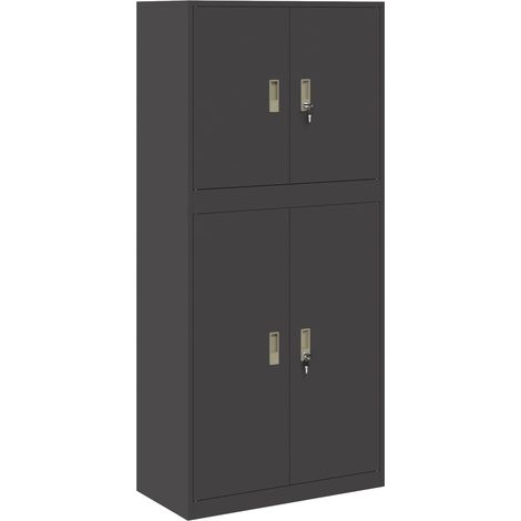 Storage Cabinet 2 pcs Black 80 x 40 x 175 cm Steel Lockable vidaXL
