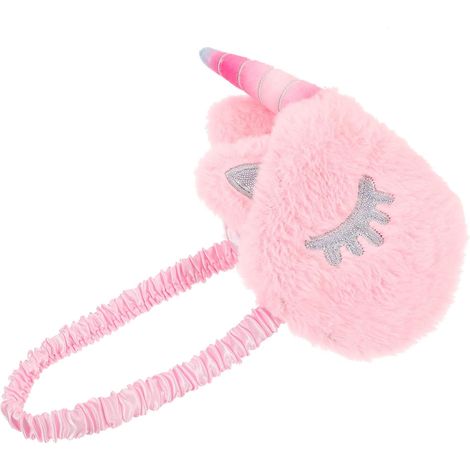 Masque de Sommeil Licorne en Peluche Rose, Bandeau de Nuit Léger et Élastique, Cache-œil Souple pour Garçon et Filles, pour Dormir, Voyager et Sieste, Masque Yeux Confortable et Ajustable (1/5)