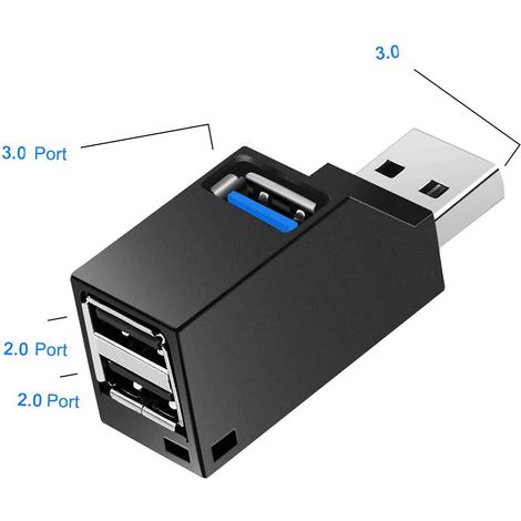 Hub USB 3.0 3 ports (2 USB 2.0 + USB 3.0), hub de données pour PC et autres appareils compatibles USB 3.0