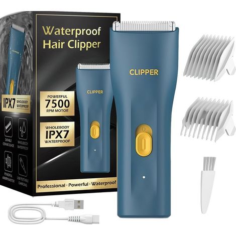 Tondeuse Corps Étanche,Tondeuse Intime Homme,Asoir Electriques,Tondeuse Cheveux Hommes,Tondeuse Barbe,Étanche Ipx7 Rechargeable Par Usb,Pour Poils Intimes, Aisselles, Aines (1/5)
