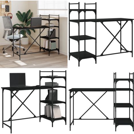 Bureau d'ordinateur avec étagères noir 120x47x109 cm - Bureau Ordinateur - Meuble De Bureau - Bureau Design - Bureau Moderne - Bureau Avec Étagère - Home & Living (1/5)