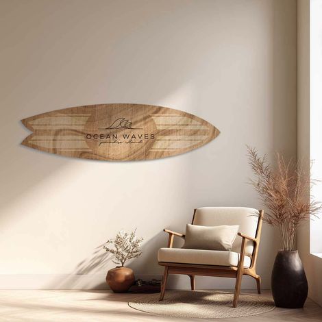 Planche de surf décorative couleur bois Ocean Waves (1/4)