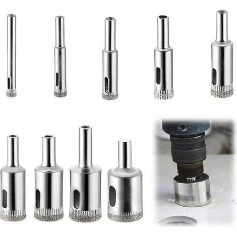 Jeu de 9 forets de 6 à 22 mm pour percer le verre, la céramique et le marbre. (1/5)