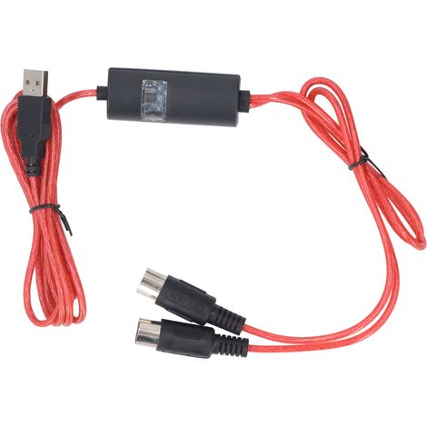 Câble USB vers MIDI de 1,5 m (5 pieds) avec adaptateur d'interface MIDI USB 5 broches pour clavier/piano connecté à un PC ou un ordinateur portable. (1/5)