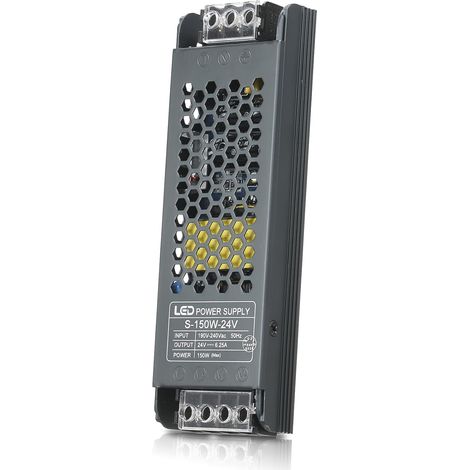 Transformateur 24V 150W, Alimentation 24V AC 220V vers DC 24V 6.25A, Alimentation LED 24V, Ultra Mince Transfo, LED Driver, Transformateur LED 24V pour bande lumineuse et Ampoules LED (1/5)