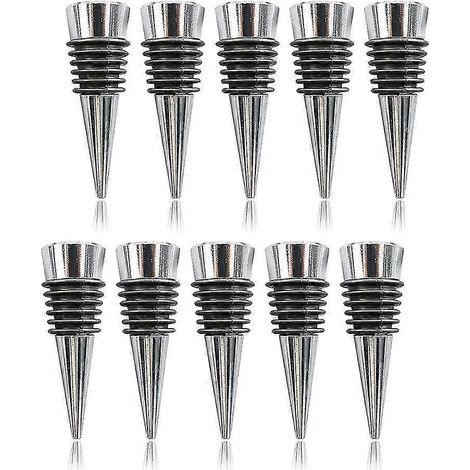 Set mit 10 wiederverwendbaren dekorativen Weinstoppern, perfekt für Partys und Hochzeiten (Silber). (1/4)