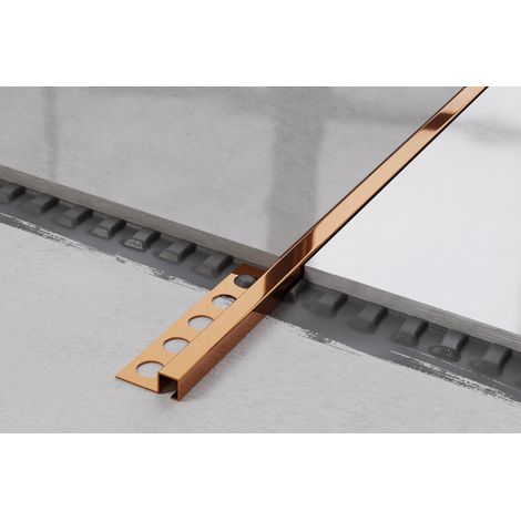 Universelles dekoratives Q-Profil aus Edelstahl für Fliesen 0.8cm x 270cm - Glänzendes Kupfer