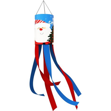 Drape Éolien De Noël - Drapeau Extérieur Pour Jardin Et Cour - Sac À Vent Et Clochette - 1 Pièce (1/5)