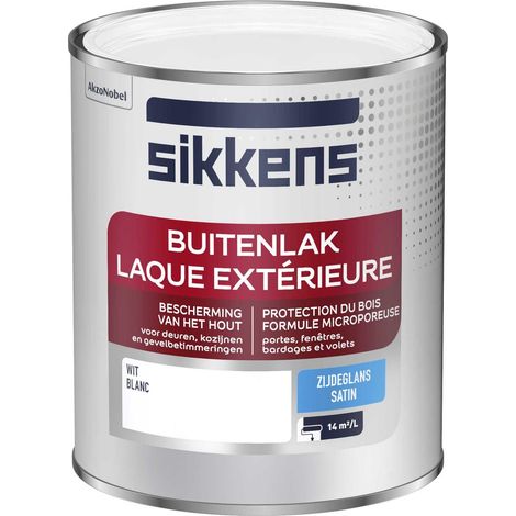 Sikkens - Peinture Laque Extérieure Bois et Fer - Finition tendue, sous-couche intégrée, facile à appliquer - Satin Blanc 0,75 L
