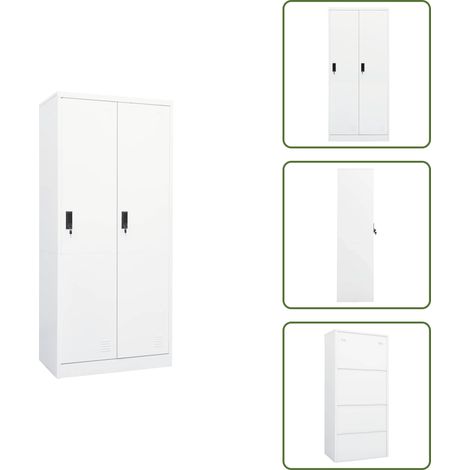 Armadio con serrature - vidaXL Armadio Bianco 80x50x180 cm in Acciaio - Armadio per vestiti