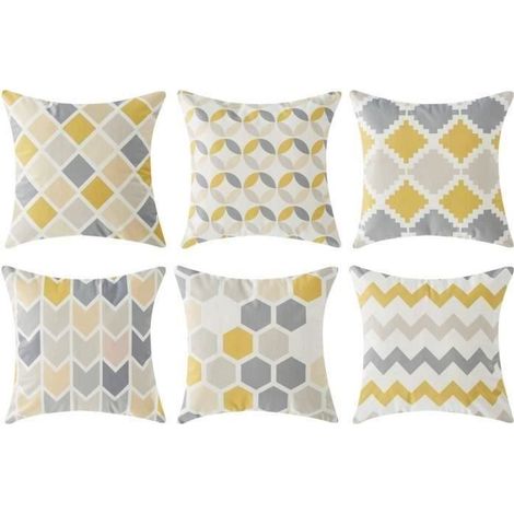 6 Pcs Housses de coussin carré en coton lin 45x45cm Plantes tropicales décoration de maison canapé lit (1/4)