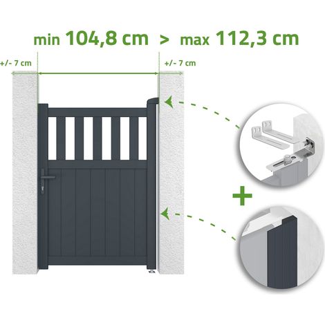 Portillon ajustable en largeur SANTIS 1m H.140cm Aluminium Gris Anthracite (1/4)