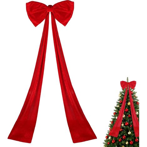 Nœud géant en velours rouge 180 cm pour sapin, décoration intérieure (1/5)