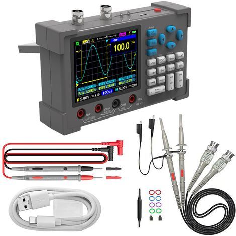 3-in-1 Oscilloscope Multimeter Signal Generator Machine, 3.2-inch IPS Screen Oscillometer, 120 MHz Bandwidth, 250 MSa/s Sampling Rate, Dual-Channel Oscillometer (1/5)
