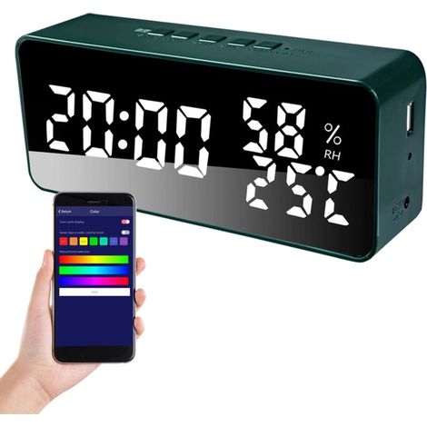 Elektronischer Wecker mit 5 LED-Alarmen, Temperatur- und Luftfeuchtigkeitsanzeige, Schlummerfunktion, 12/24-Stunden-Timer, Lautstärkeregelung, automatischer Beleuchtung, modernem Design für Büro oder