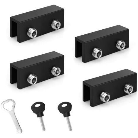 Vakuum-Verrou Baie Coulissante, 4 Pièces Bloque Porte Coulissante Noire, Bloque Fenetre Coulissante Réglable, avec Deux Clés, Verrou Baie Vitrée Coulissante pour Portes et Fenêtres Coulissantes (1/5)