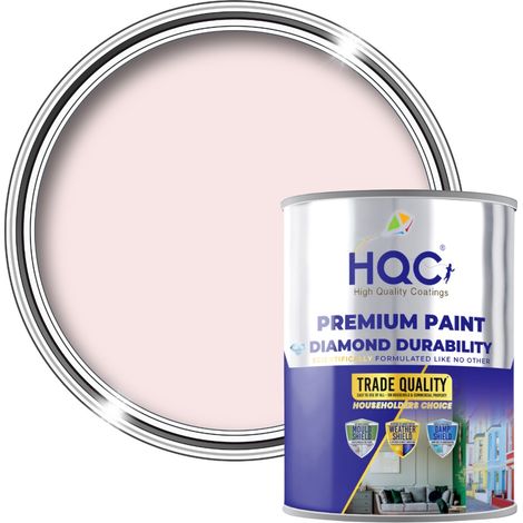 HQC Masonry Touch Up Paint - Repairs & Covers Brick, Concrete, Pebbledash & Plaster - Baby Pink - 2.5L