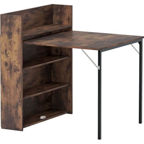 Foldable Dining Table with Shelf, Industrial Style, Space-Saving, 80x90x93 cm (1/5)