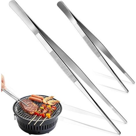 Juego de 2 pinzas de cocina de acero inoxidable - 20 cm y 30 cm - Multifuncionales para cocinar y asar a la parrilla (1/5)