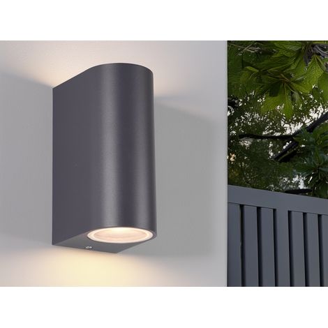 Außenwandleuchte AVA Aluminium Anthrazit mit Up and Down Licht, Höhe 15cm