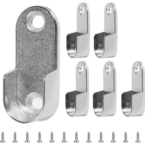 Support Tringle Penderie – Lot de 6 Support Tringle Ovales en Alliage de Zinc pour Barre de Penderie Compatible U 16 Mm, Double Fixation Robuste, Anti-Corrosion, Capacité pour Vêtements Lourds (1/5)