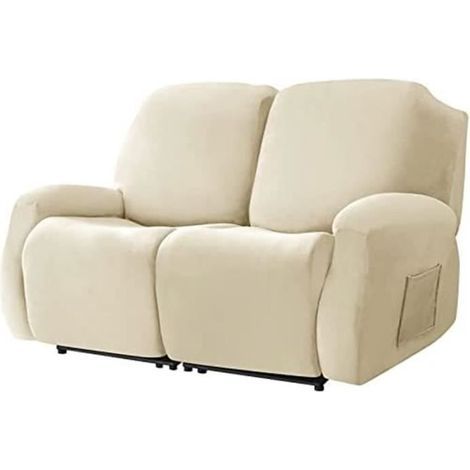 Fodera in velluto per poltrona reclinabile, morbida fodera in velluto felpato per divano e poltrona reclinabile (2 posti, beige) (1/4)