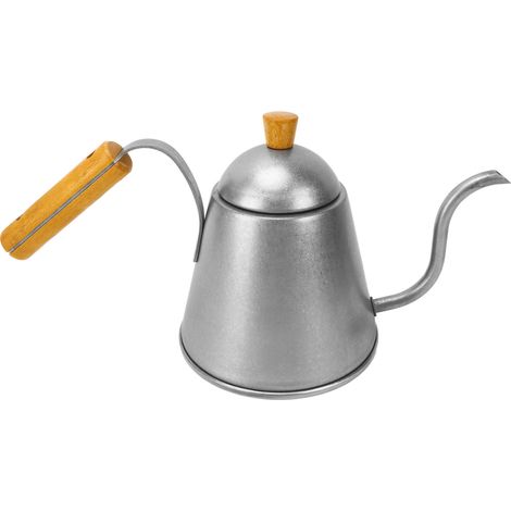 Bouilloire à café filtre en acier inoxydable de 1000 ml avec bec verseur en col de cygne, grande capacité, idéale pour le bureau, les cafés et le camping. (1/5)
