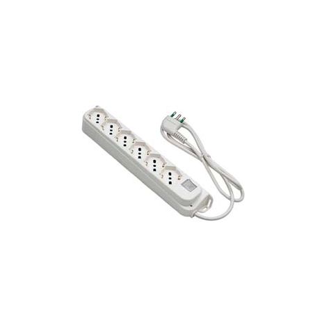 MULTIPRESA 6 POSTI BIPASSO + SCHUKO CON INTERRUTTORE LINEA RETAIL- - bianca 47430 - 2 pezzi FANTON