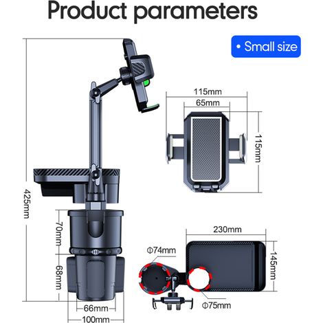 Porte-gobelet de voiture extensible multifonction avec plateau rotatif à 360°, base réglable pour téléphone portable, organiseur automatique de siège avant et arrière (taille S, vert) (1/5)