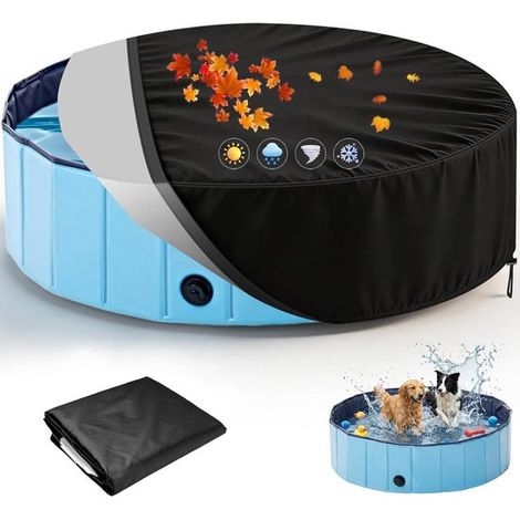Bâche de piscine 122 x 30 cm, housse de protection imperméable et anti-poussière, résistante aux UV, pour piscines hors sol, noir (1/5)