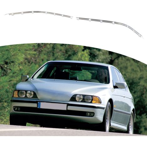 Une paire de baguettes chromées de pare-chocs avant, 51118226556, adaptées aux BMW Série 5 E39 1996-2003 (surdimensionnées). (1/5)