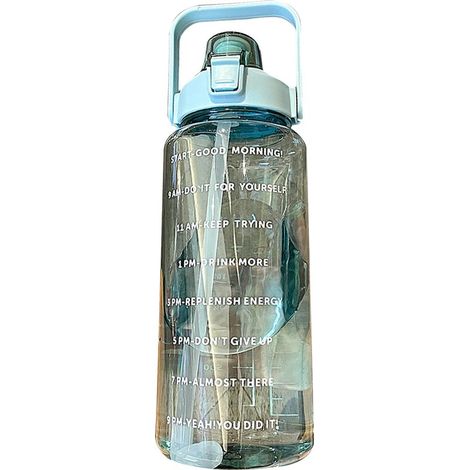 Gourde de sport avec paille, 2000 ml, grande capacité, marqueurs escamotables, paille, PC/PP/silicone (1/5)