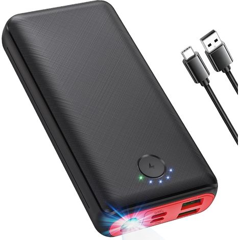 Batterie Externe 27000mAh 22.5W Power Bank PD 20W USB C Charge Rapide avec Lampe de Poche, Chargeur Portable Les pour 15 14 13 12 11 Pro (1/5)