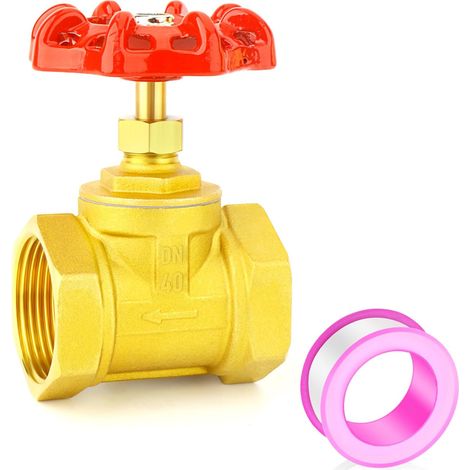 1pièces robinet-vanne industriel en laiton, DN40 1-1/2" femelle avec poignée à roue, outil de robinet-vanne robuste pour l'eau, le pétrole, le gaz (1/5)