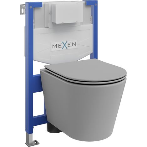 Ensemble encastré WC cadre Fenix XS-F avec cuvette WC Rico et abattant à descente lente, gris clair mat - 68030724061 (1/3)