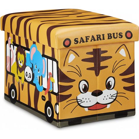 Baúl de juguetes sintético caja con tapa taburete puf infantil plegable naranja 1300007812 (1/3)