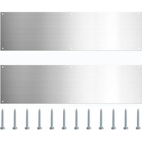 Set aus 2 Türschwellenplatten aus Edelstahl, Türbodenschutz aus Metall, kratzfeste Sockelleiste mit Schrauben für Innen- und Außentüren