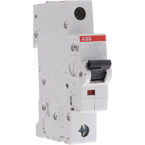 Disjoncteur ABB S200 1P, 1A, pouvoir de coupure 6 kA, montage rail DIN ( Prix pour 1 ) (1/2)