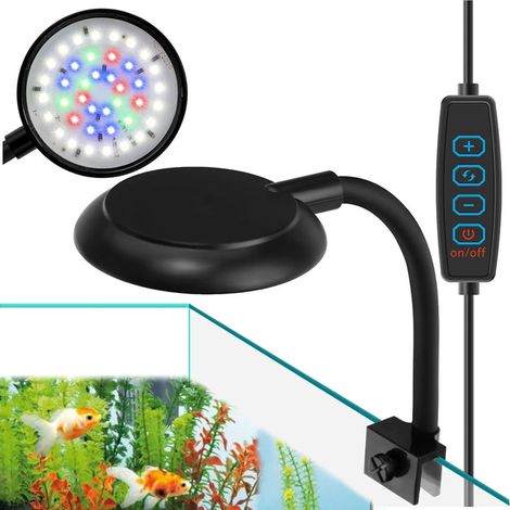7W LED-Aquarienleuchte mit Klemme, RGB dimmbar, 3 Beleuchtungsmodi, Aquarienleuchte - schwarz. (1/5)