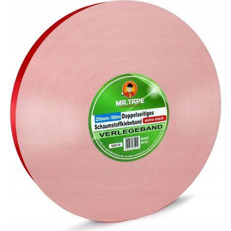 Starkes, doppelseitiges Acryl-Schaumklebeband, 25 mm/50 m, Dicke 0,8 mm, UV-beständig