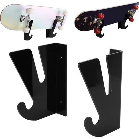 Schwarzes Acryl-Wand-Skateboardregal mit Halterung und Zubehör für Garage oder Zuhause (2 Halterungen) (1/5)