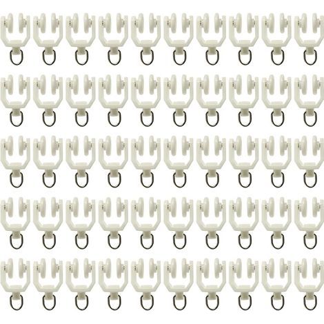 50 pièces de tringle à rideaux à enrouleur - Plastique avec deux roues, coulissement silencieux et directionnel (1/5)