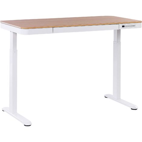 Electric Adjustable Standing Desk KENLY Brown/ White 120 cm 60 cm with USB Port