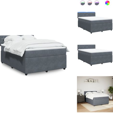 Boxspringbett mit Matratze Dunkelgrau 160x200 cm Samt - Boxspringbett - Boxspringbetten - Bett - Schlafzimmermöbel (1/5)