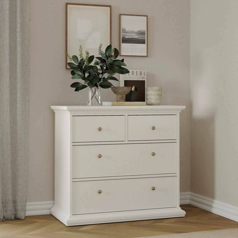Dmora - Cassettiera Arika, Settimino multiuso, Comò camera da letto, Mobile con cassetti, 96x49 h87 cm, Bianco (1/5)