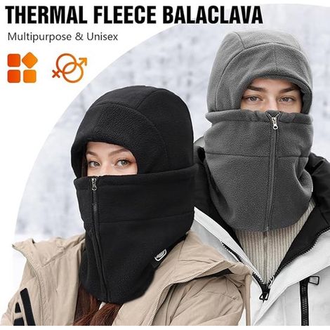Gorro balaklava，Gorro de invierno cálido，Máscara facial para esquí，Máscara cortavientos，Gorro de forro polar，Calentador de cuello ajustable (1/5)