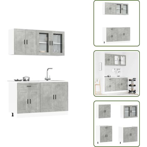 vidaXL 4-tlg. Küchenschrank-Set Kalmar Betongrau Holzwerkstoff