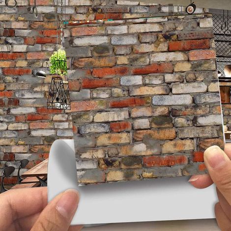 CCYKXA Decorative Tile Stickers for Bathroom and Kitchen, 20 Pieces 3D Brick Style Faux Leather Imitation Stone Waterproof Self-adhesive Decoration (LA005,20cm)
