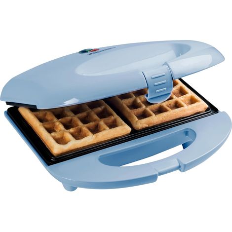 Gaufrier pour gaufres de Bruxelles, Gaufrier avec revêtement anti-adhésif, Design rétro, 700 Watts, Couleur: Bleu (1/5)