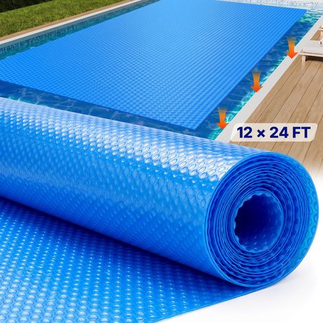 Solar-Poolabdeckung, 7,32 x 3,66 m rechteckige Solardecke für Pools, Solarabdeckung für oberirdische Schwimmbecken, 16 mil Solarabdeckungen blau (1/5)